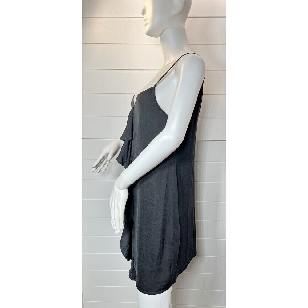 ZARA SLIP RUFFLE EFFECT SEXY MINI DRESS MED COMFY SOFT DARK GRAY FAIRY GRUNGE - Picture 7 of 12